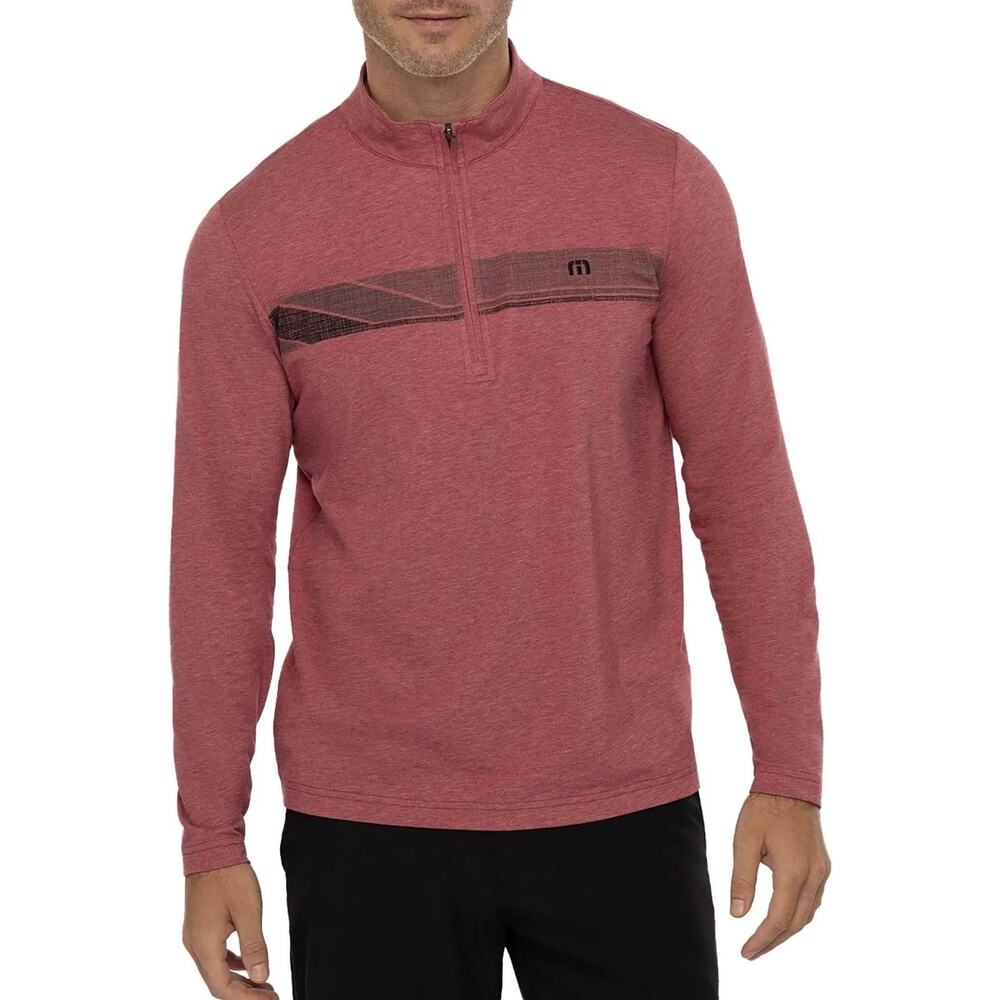 Travis Mathew Shirt Mens Small Heather Earth Red Sunset Serenade 1/4 Zip Golf